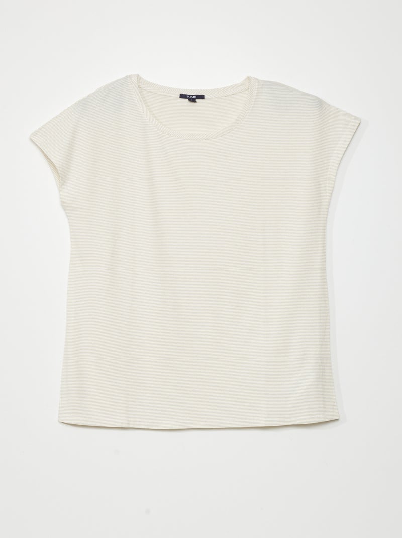 T-shirt de maternité à manches courtes à fines rayures blanc - Kiabi