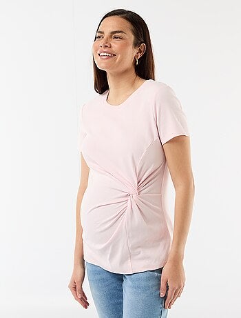 T-shirt de maternité avec col rond drapé