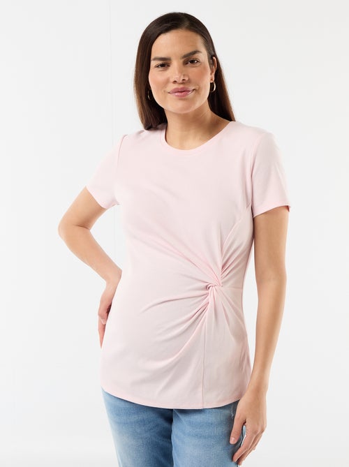 T-shirt de maternité avec col rond drapé - Kiabi