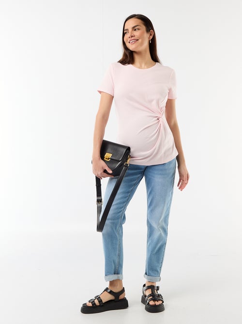 T-shirt de maternité avec col rond drapé - Kiabi