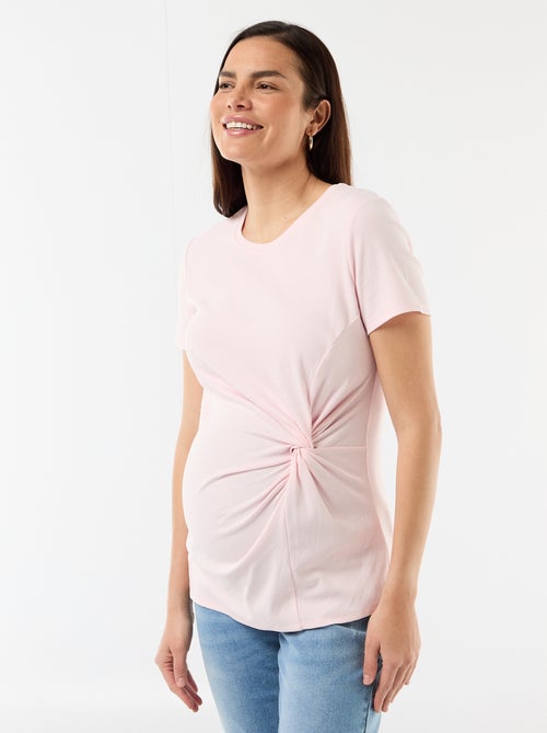 T-shirt de maternité avec col rond drapé - Kiabi