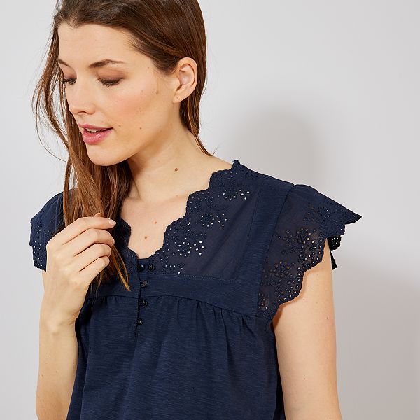 T-shirt de maternité en broderie anglaise Vêtement de grossesse - Kiabi -  12,00€