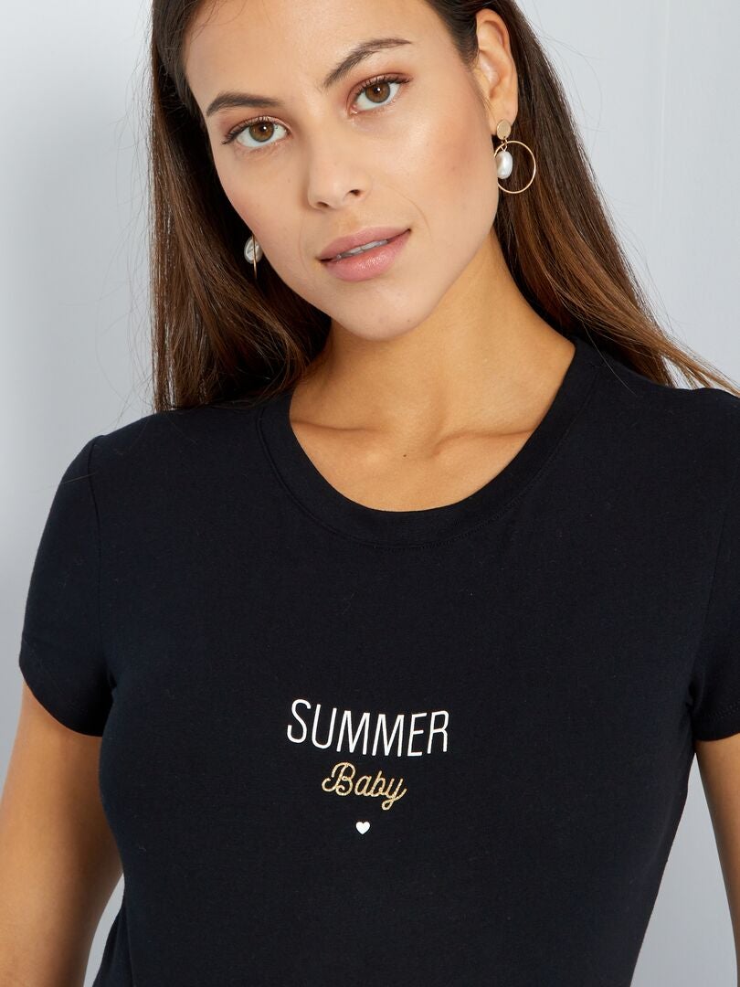 T-shirt de maternité 'Summer baby' Noir - Kiabi