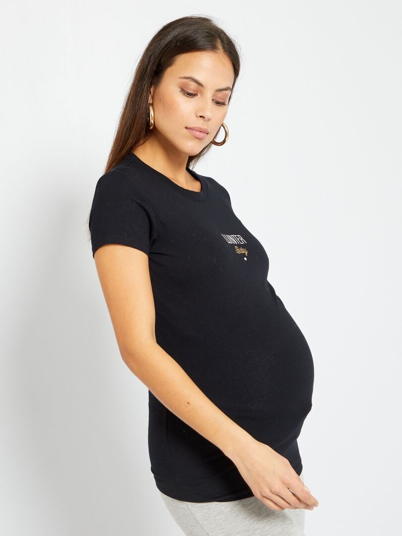 T-shirt de maternité 'Winter baby' Noir - Kiabi