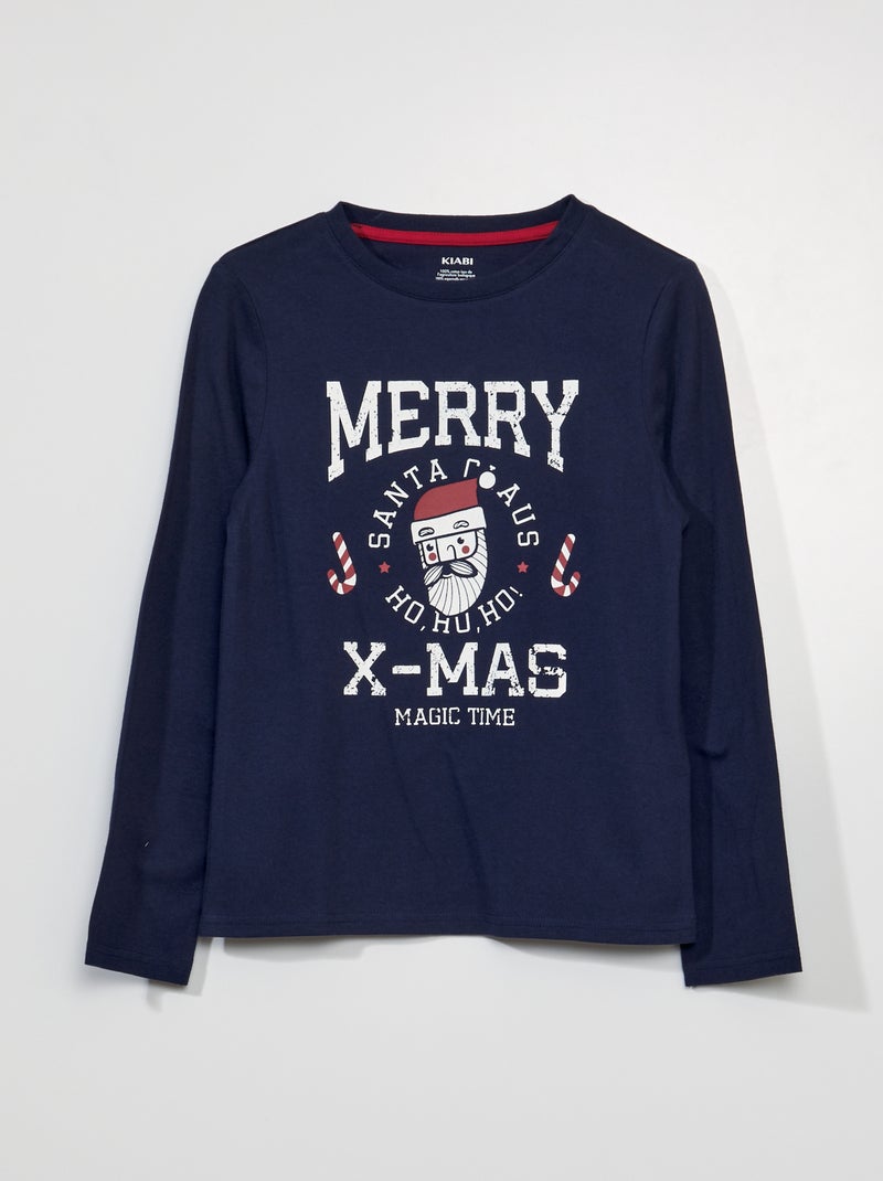 T-shirt de Noël à manches longues Bleu - Kiabi
