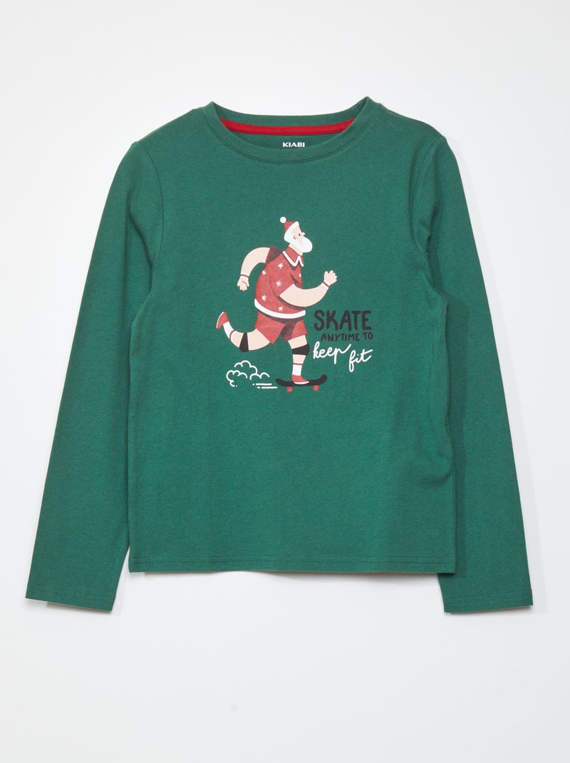 T-shirt de Noël à manches longues Vert - Kiabi
