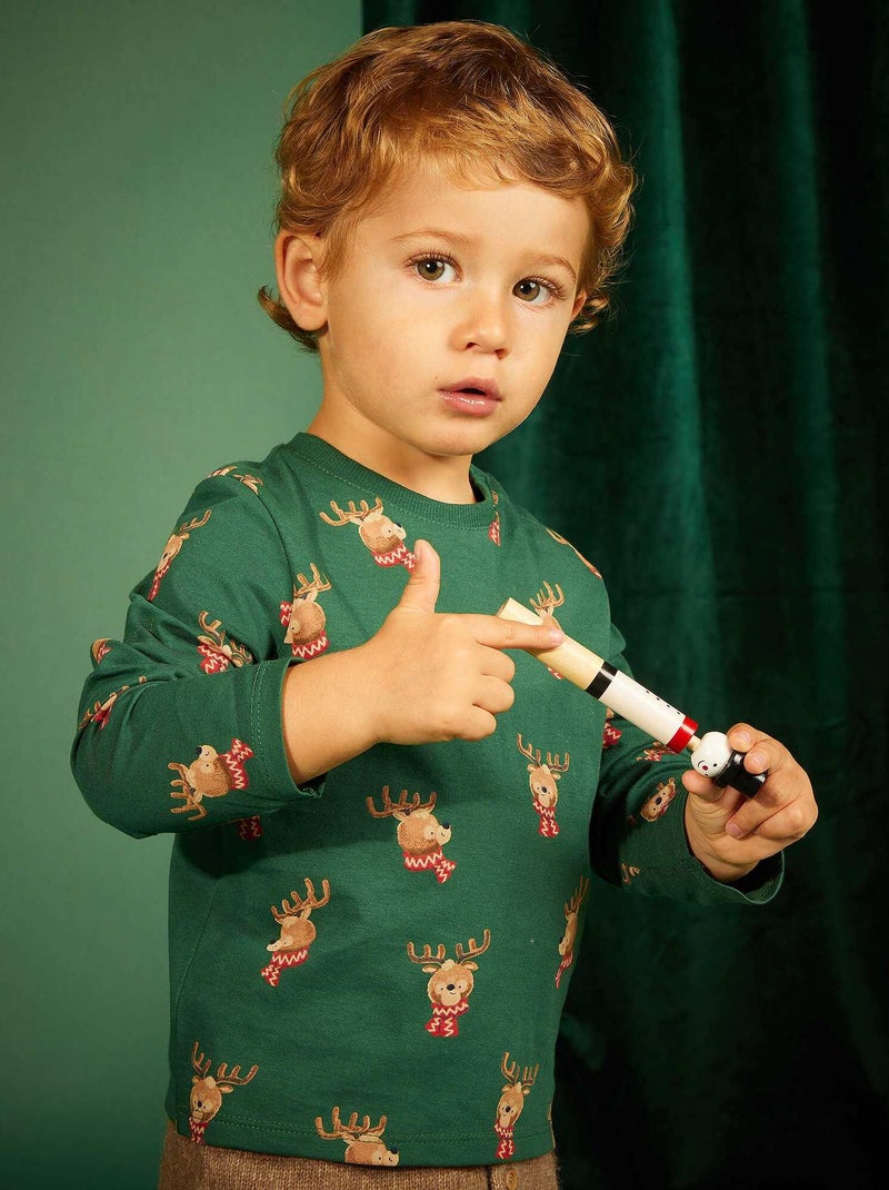 T-shirt de Noël avec cerf Vert - Kiabi