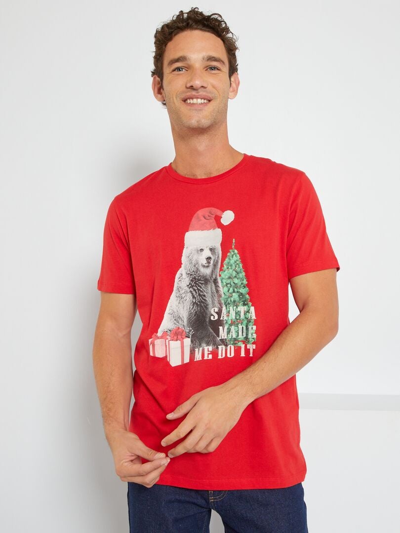 T-shirt de Noël en jersey 'Produkt' rouge - Kiabi