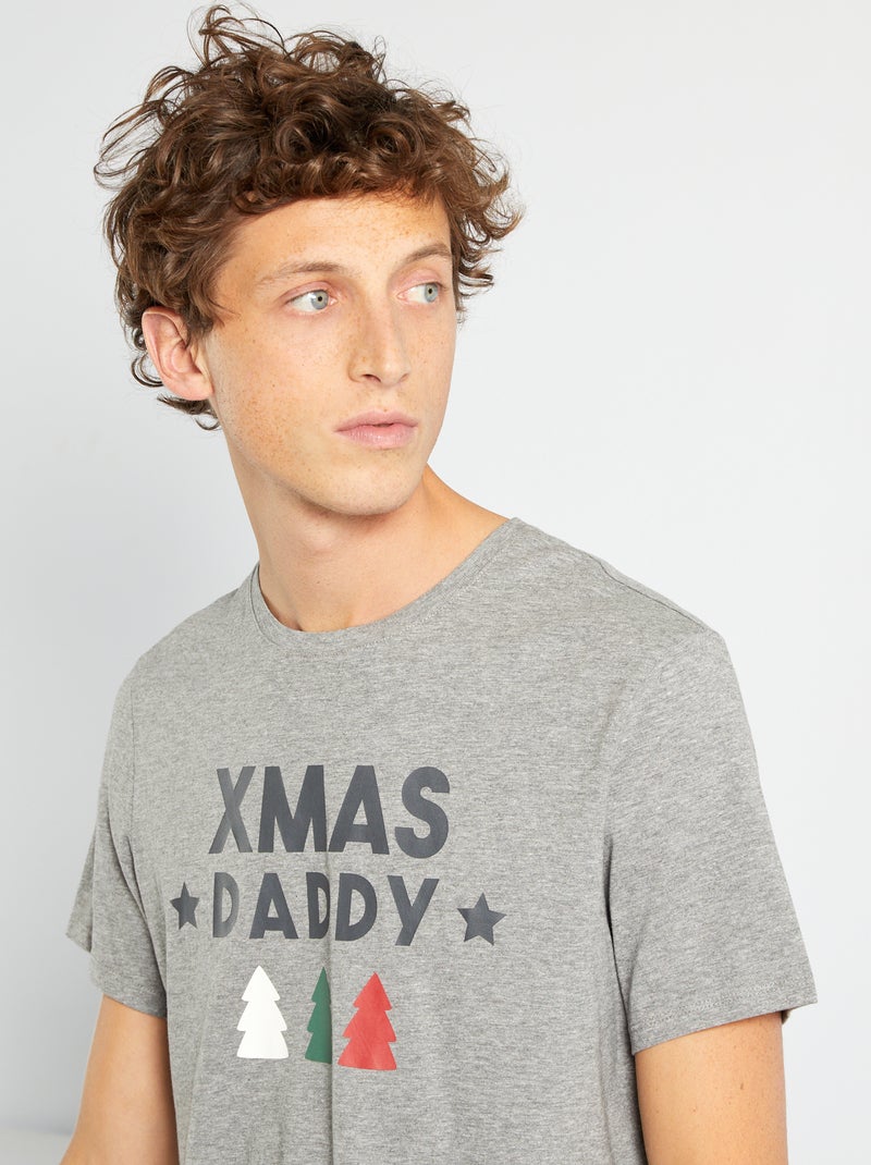 T-shirt de Noël gris chiné - Kiabi