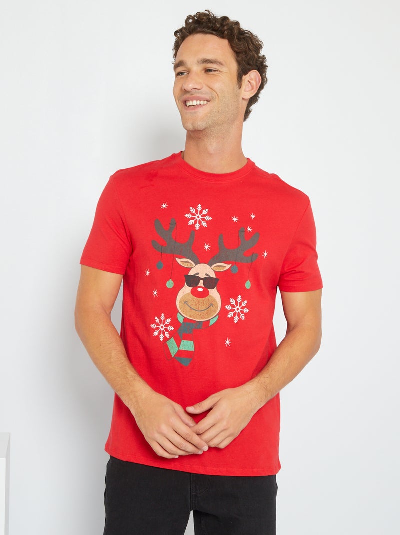 T-shirt de Noël rouge cerf - Kiabi
