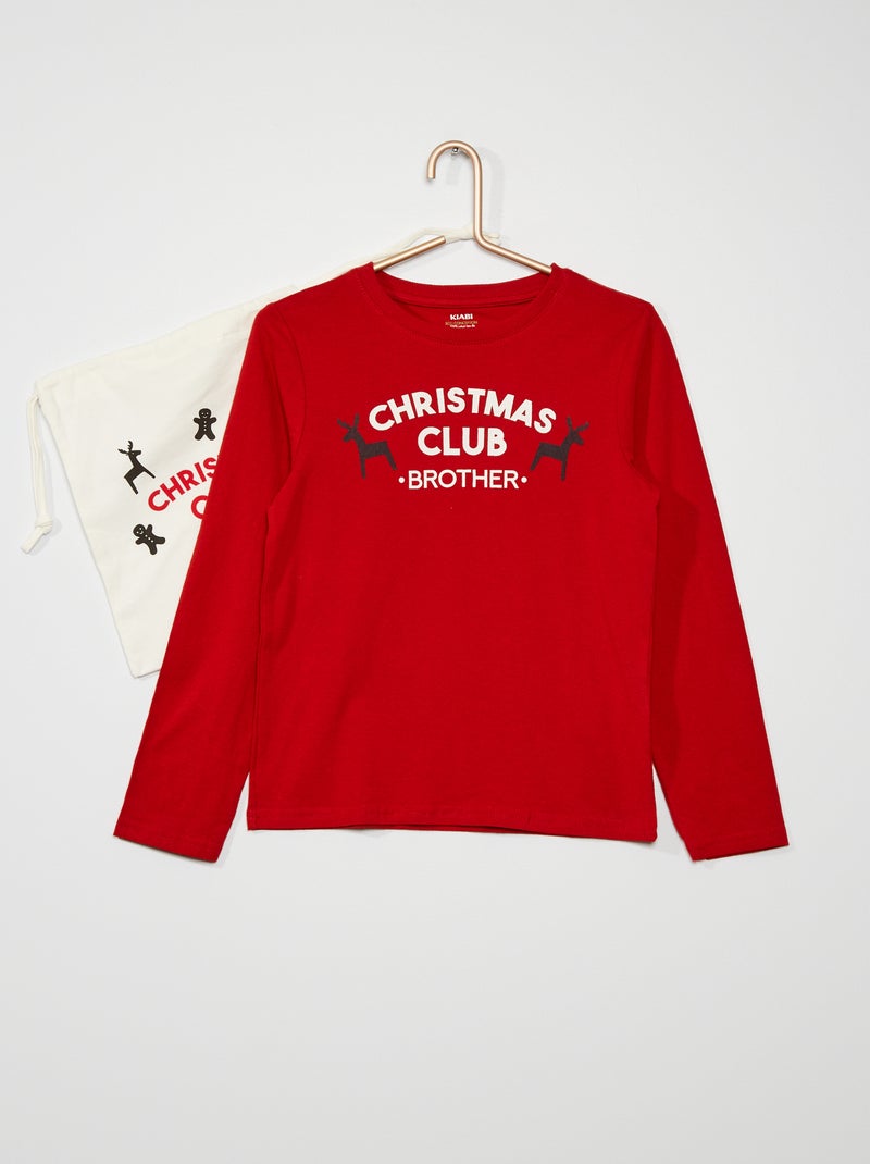 T-shirt de Noël + sac rouge - Kiabi