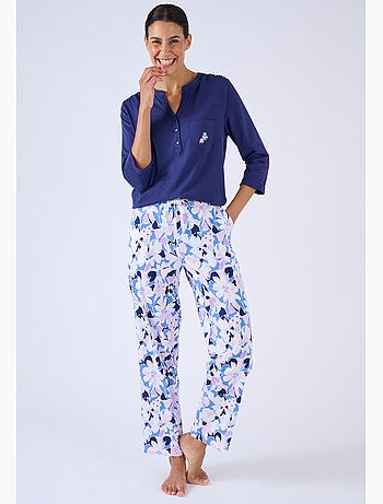 T-shirt de pyjama col tunisien en pur coton - Damart