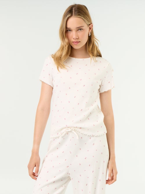 T-shirt de pyjama en maille côtelée - Kiabi
