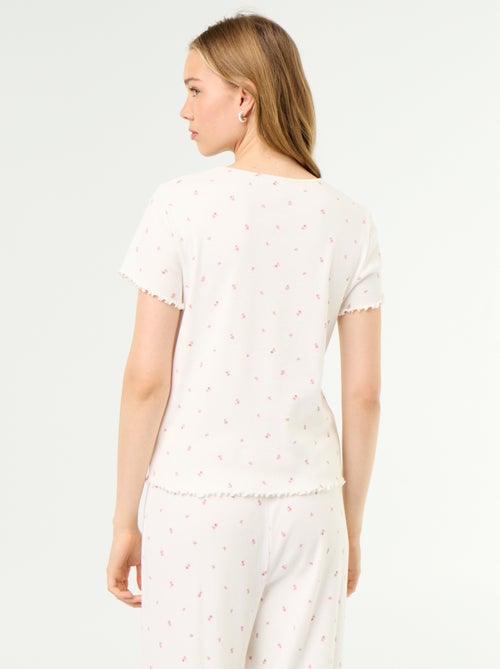 T-shirt de pyjama en maille côtelée - Kiabi