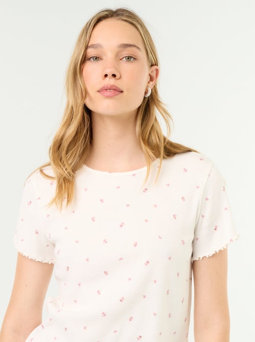 T-shirt de pyjama en maille côtelée - Kiabi