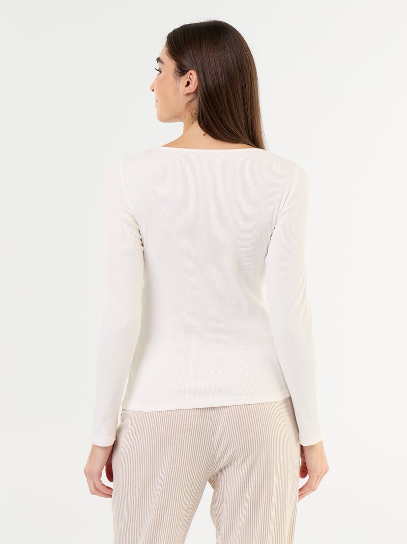 T-shirt de pyjama en maille côtelée Blanc - Kiabi