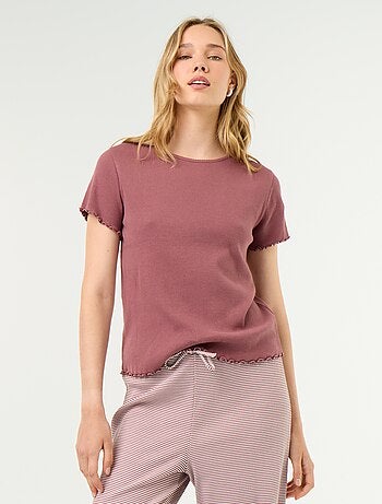 T-shirt de pyjama en maille côtelée