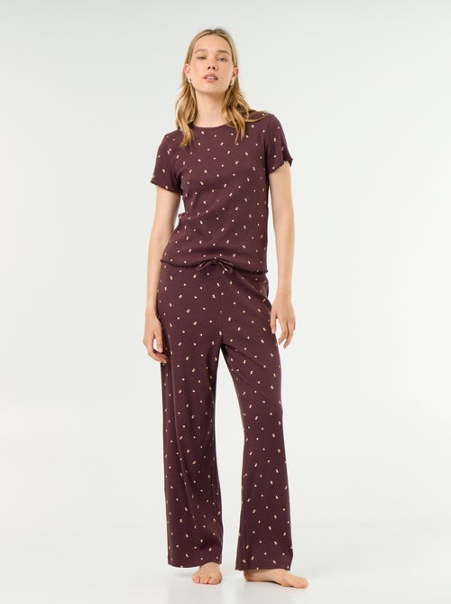 T-shirt de pyjama en maille côtelée - Kiabi