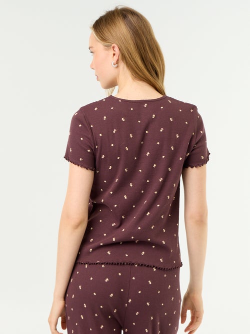 T-shirt de pyjama en maille côtelée - Kiabi