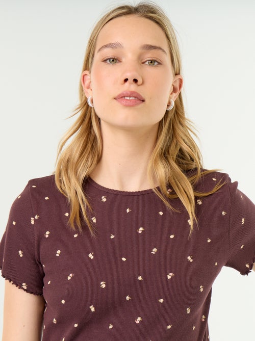T-shirt de pyjama en maille côtelée - Kiabi