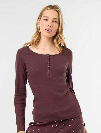 T-shirt de pyjama en maille côtelée