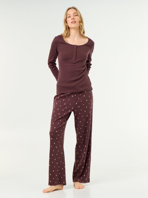 T-shirt de pyjama en maille côtelée - Kiabi