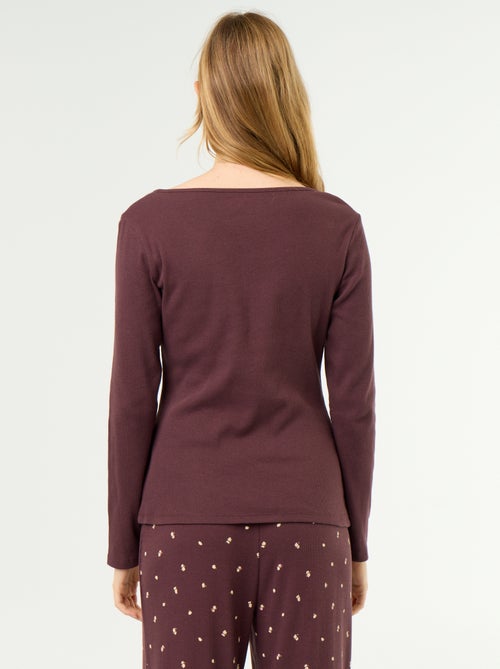 T-shirt de pyjama en maille côtelée - Kiabi