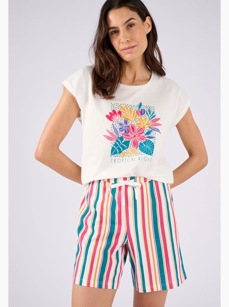 T-shirt de pyjama en pur coton - Damart Corail - Kiabi