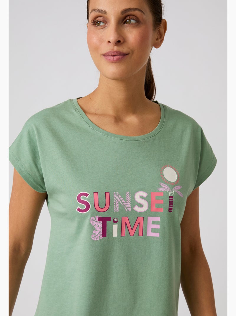 T-shirt de pyjama en pur coton - Damart Vert - Kiabi
