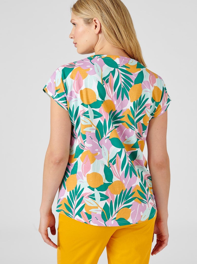 T-shirt de pyjama en pur coton peigné - Damart Jaune - Kiabi