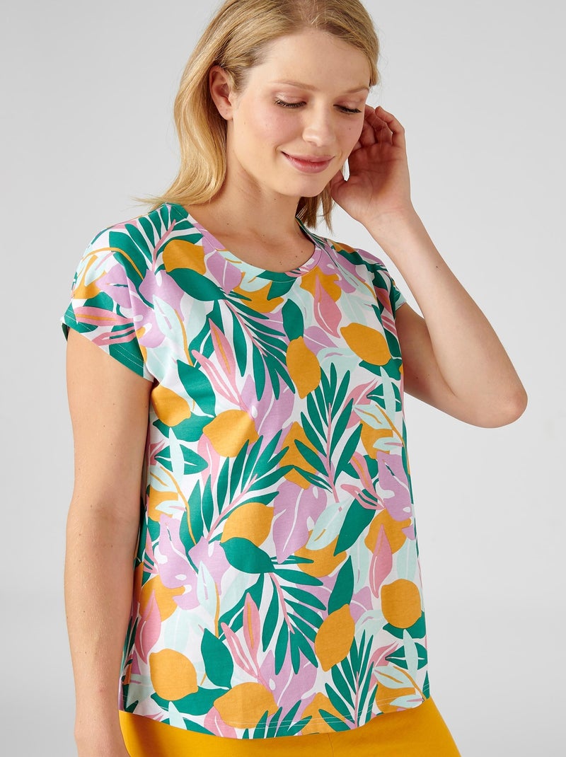 T-shirt de pyjama en pur coton peigné - Damart Jaune - Kiabi