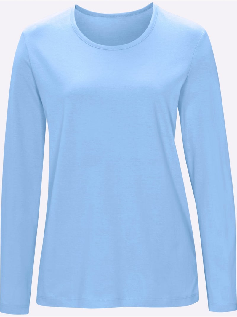 T-shirt De Pyjama Jersey Fin - Taille Standard - Moda Vilona Bleu ciel - Kiabi