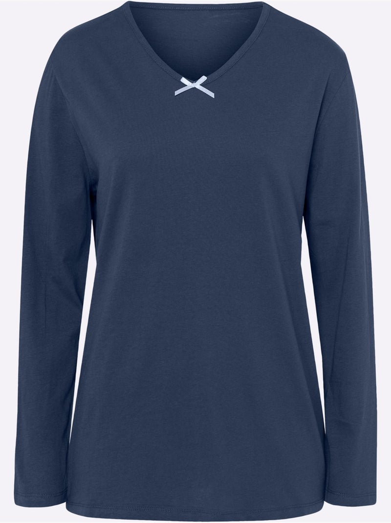 T-shirt de pyjama jersey fin - taille standard - moda vilona Bleu jean - Kiabi