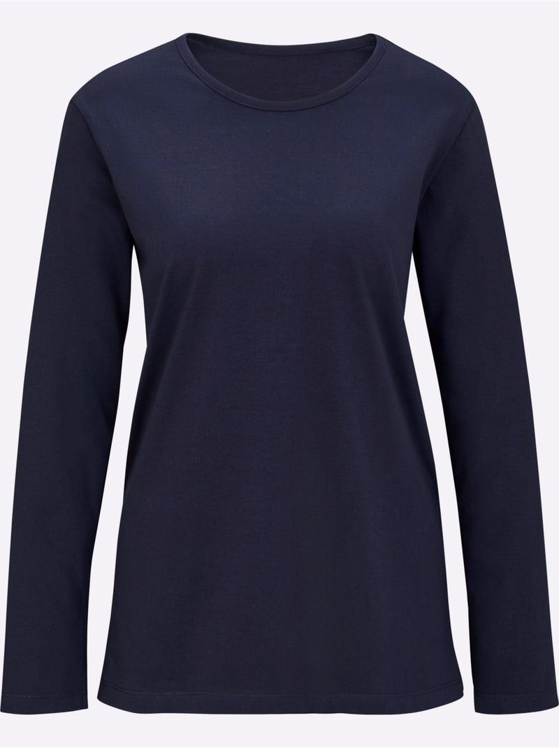 T-shirt De Pyjama Jersey Fin - Taille Standard - Moda Vilona Bleu nuit - Kiabi