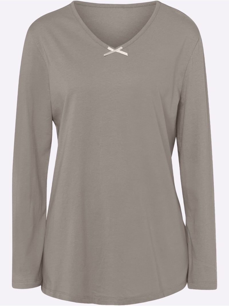T-shirt de pyjama jersey fin - taille standard - moda vilona Gris foncé - Kiabi