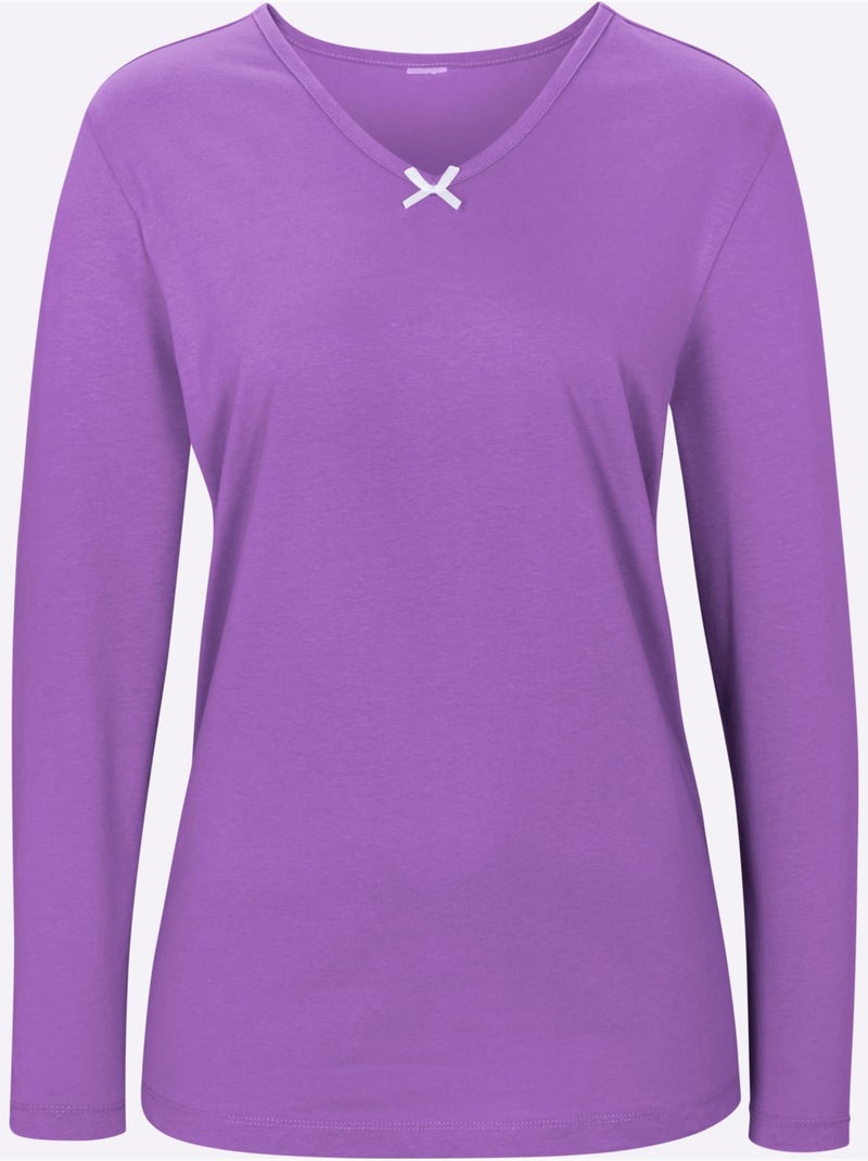 T-shirt de pyjama jersey fin - taille standard - moda vilona Mauve lilas - Kiabi