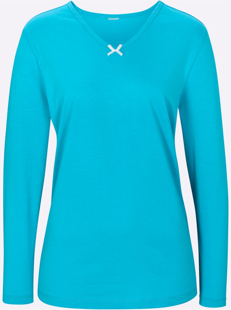 T-shirt de pyjama jersey fin - taille standard - moda vilona Turquoise - Kiabi