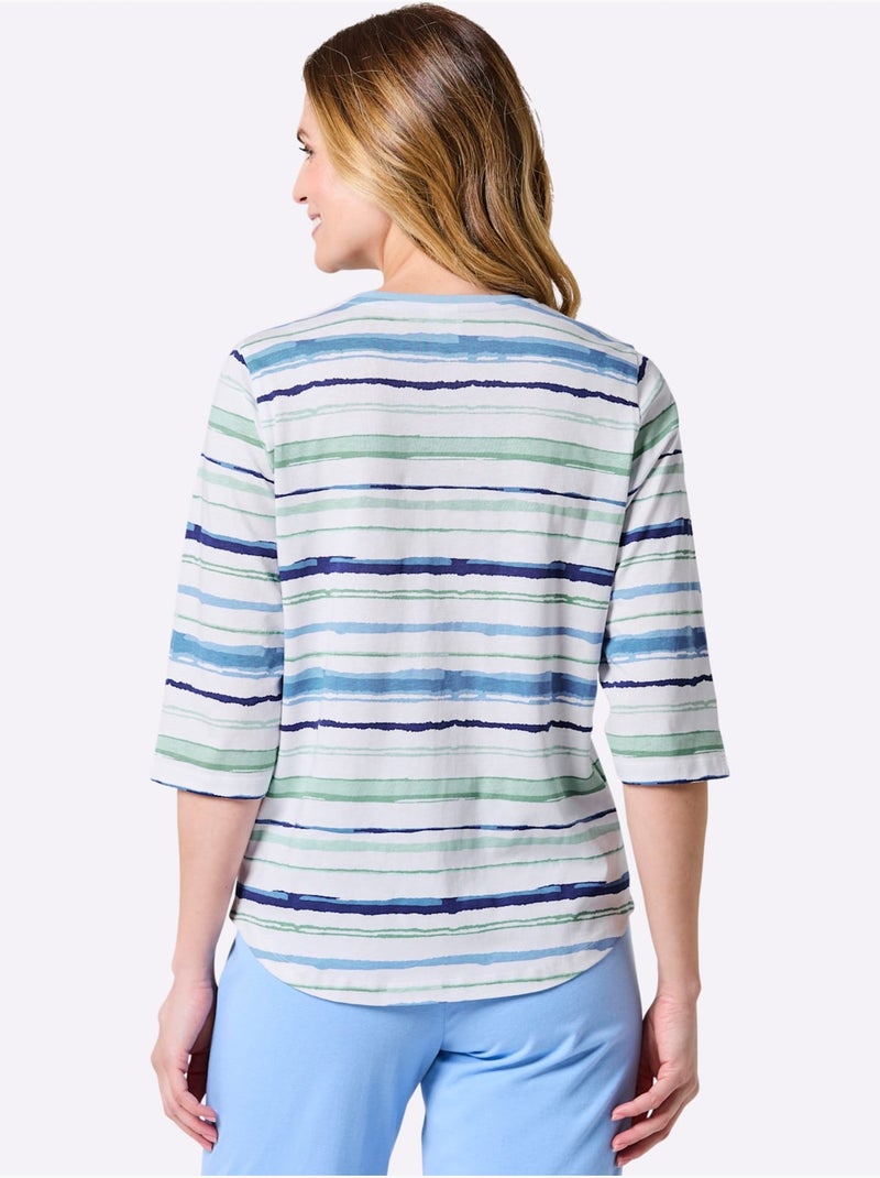 T-shirt de pyjama jersey fin - taille standard - witt Bleu Blanc - Kiabi