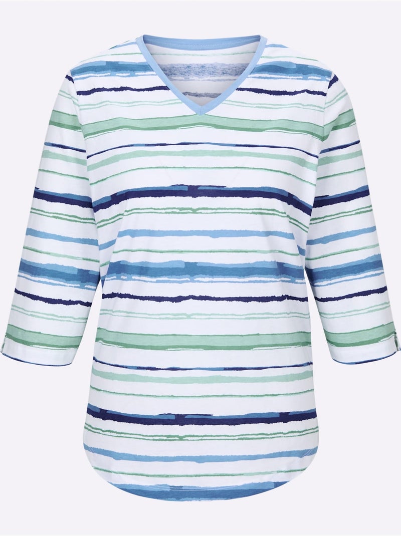 T-shirt de pyjama jersey fin - taille standard - witt Bleu Blanc - Kiabi