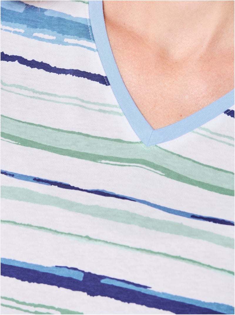 T-shirt de pyjama jersey fin - taille standard - witt Bleu Blanc - Kiabi