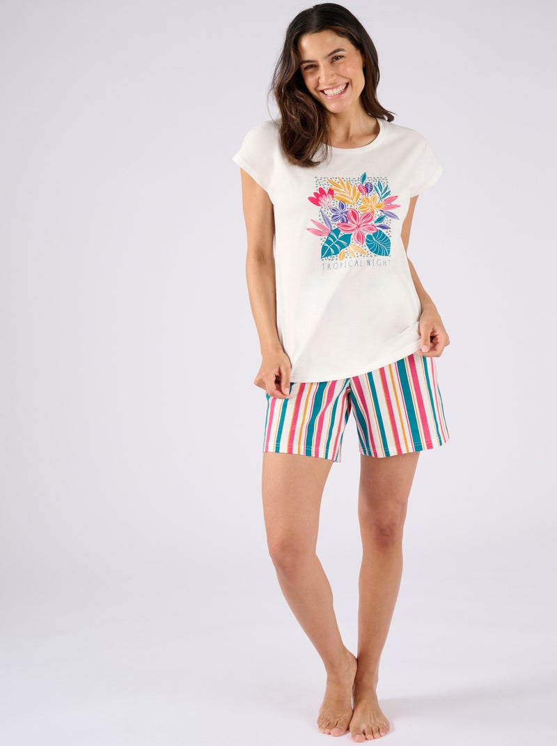T-shirt de pyjama pur coton - Damart Blanc cassé - Kiabi