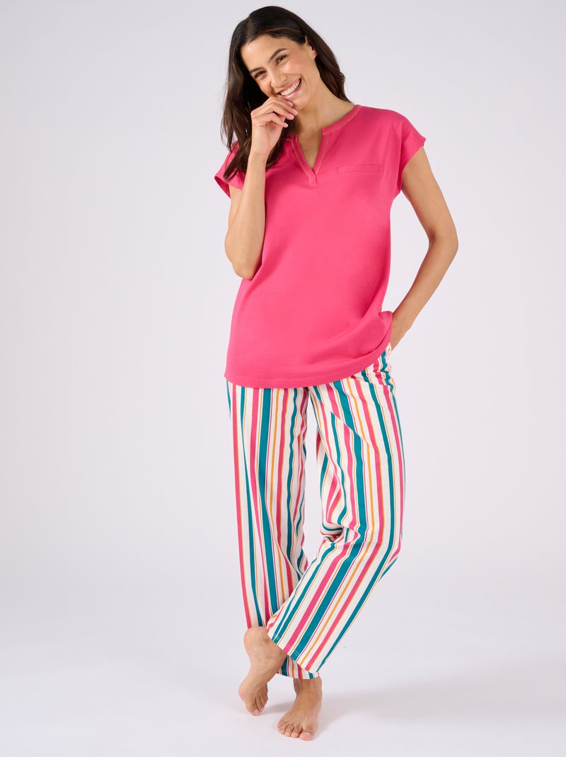 T-shirt de pyjama pur coton - Damart Rose framboise - Kiabi