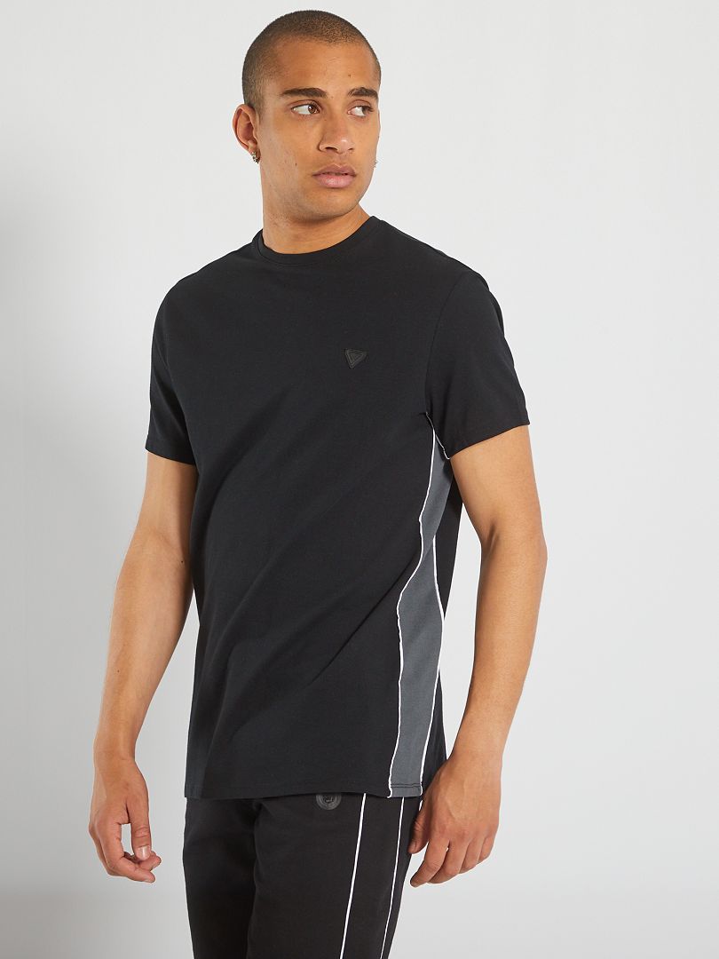 T-shirt de sport à col rond noir - Kiabi