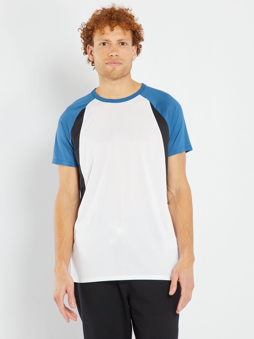 T-shirt de sport bi-matière blanc - Kiabi