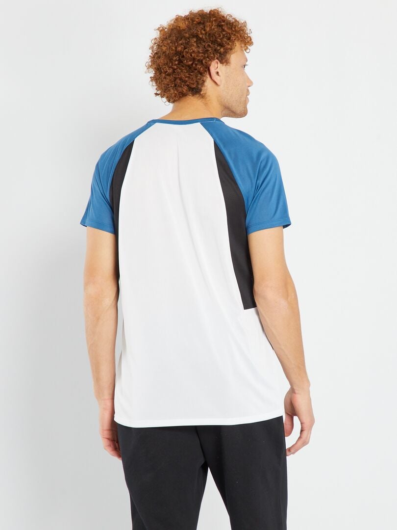 T-shirt de sport bi-matière blanc - Kiabi