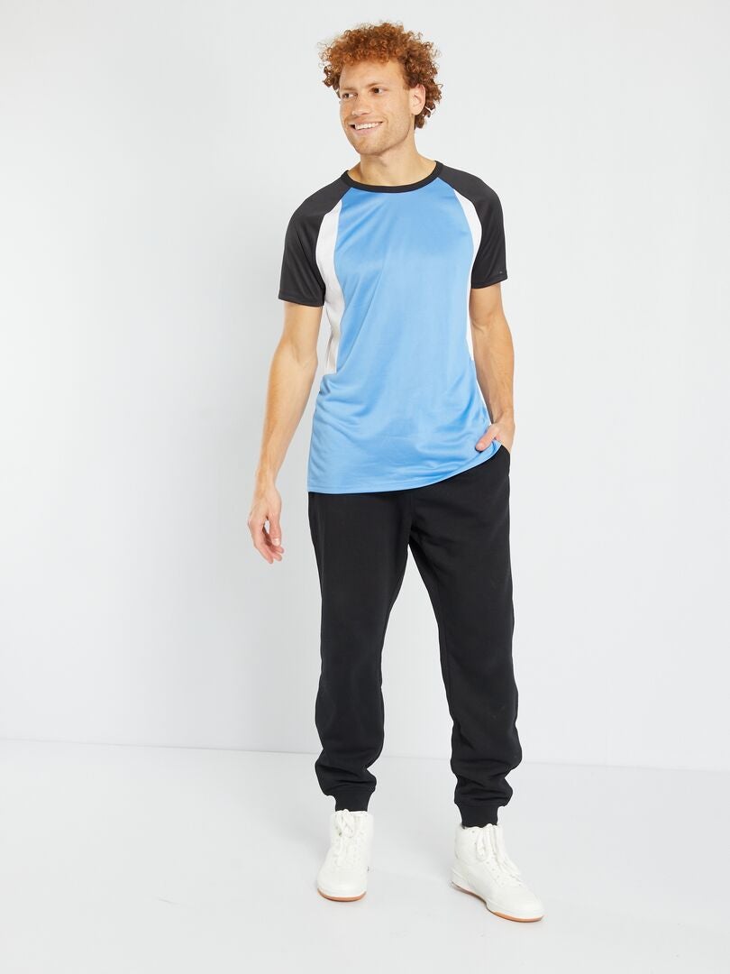 T-shirt de sport bi-matière Bleu - Kiabi