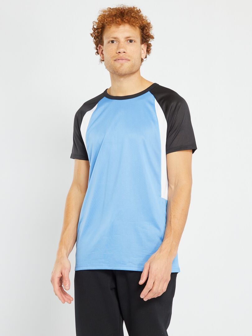 T-shirt de sport bi-matière Bleu - Kiabi