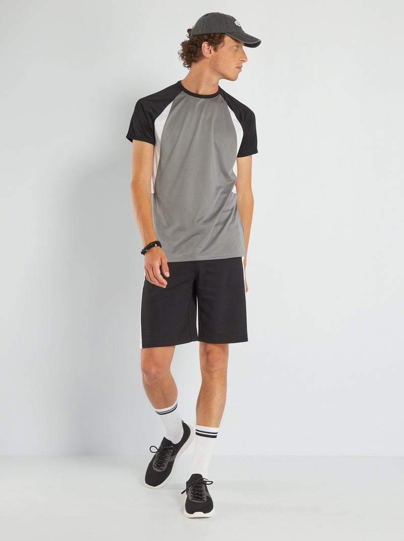 T-shirt de sport bi-matière gris - Kiabi