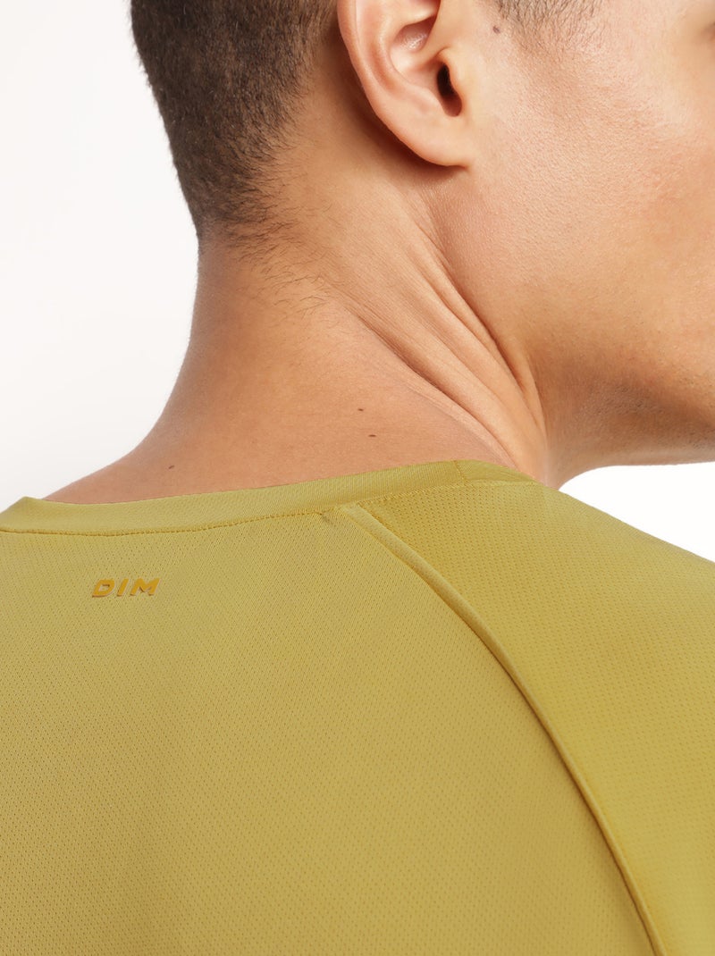 T-Shirt de Sport Col Rond Dim Move Jaune - Kiabi