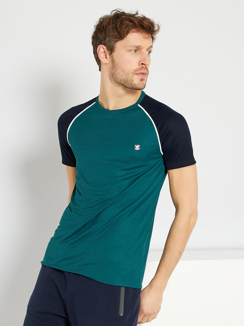T-shirt de sport en mesh vert profond - Kiabi